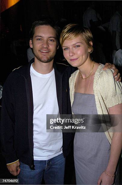 Tobey Maguire and Kirsten Dunst at the Nickelodeon's 17th Annual Kids' Choice Awards - Backstage at Pauley Pavillion in Westwood, California.