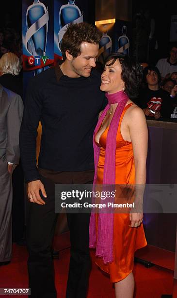 Ryan Reynolds and Alanis Morissette at the Rexall Place in Edmonton, Canada.