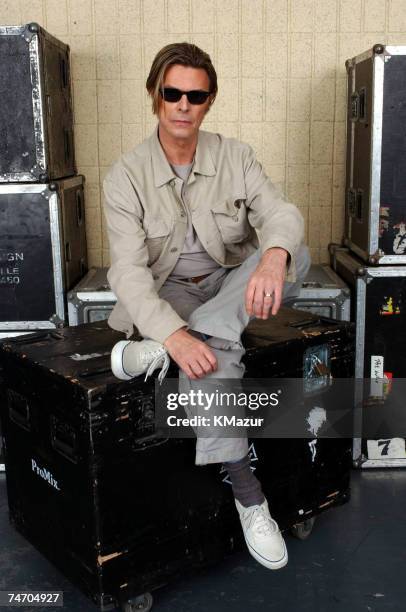 David Bowie backstage during The Concert for New York City - Backstage at the Madison Square Garden in New York City, New York.