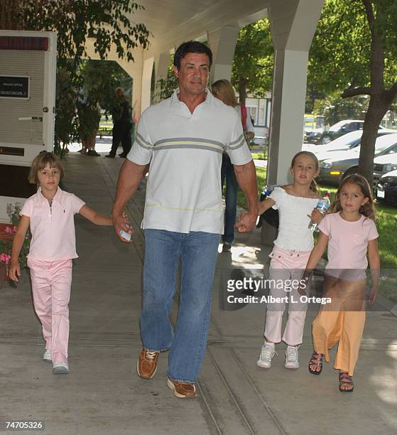 Sylvester Stallone with daughters Sophia and Sistine at the The Los Angeles Equestrian Center in Burbank, California