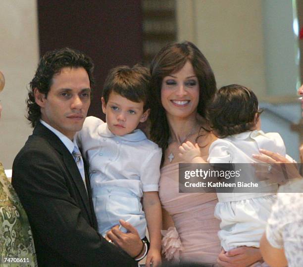 Marc Anthony and Dayanara Torres at the St. Agatha Church in Miami, Florida
