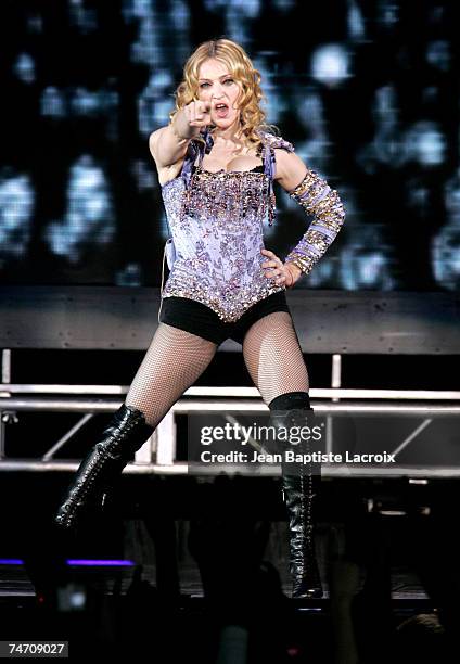 Madonna performs in the "Re-Invention" World Tour at the Bercy in Paris, France.