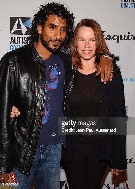 Naveen Andrews and Barbara Hershey at the Esquire House Los Angeles in Beverly Hills, California