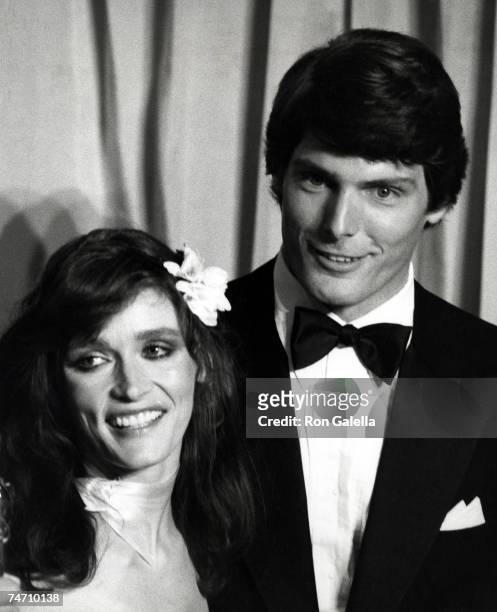 Margot Kidder and Christopher Reeve at the Dorothy Chandler Pavilion at the L.A. Music Center in Los Angeles, California