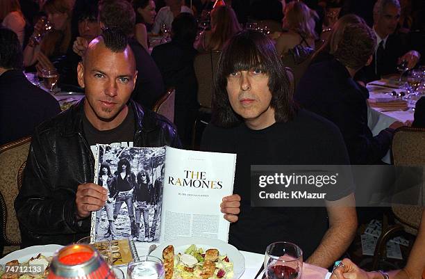 Eddie Vedder of Pearl Jam and Johnny Ramone of The Ramones during The 17th Annual Rock and Roll Hall of Fame Induction Ceremony - Audience, Backstage...