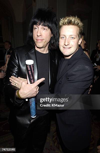 Mark Ramone of The Ramones and Tre Cool of Green Day during The 17th Annual Rock and Roll Hall of Fame Induction Ceremony - Audience, Backstage &...