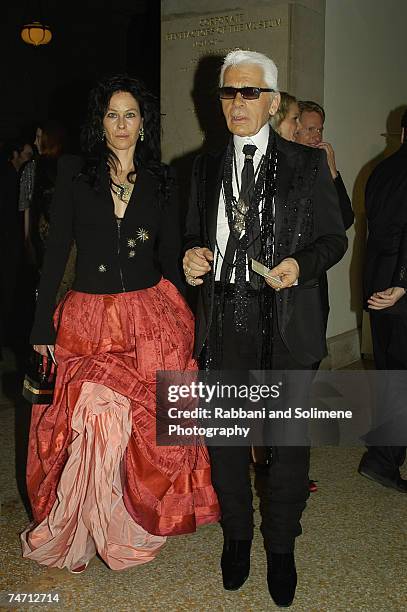 Lady Amanda Harlech and Karl Lagerfeld at the Metropolitan Museum of Art in New York City, New York