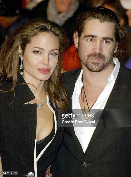 Angelina Jolie and Colin Farrell at the "Alexander" London Premiere - Arrivals at Odeon Leicester Square in London.