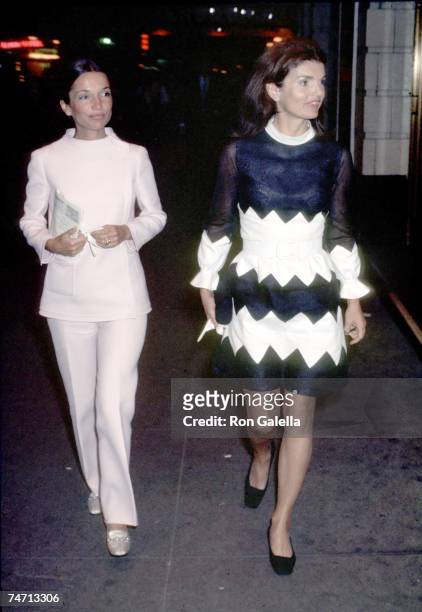 Lee Radziwill and Jackie Onassis at the Alvin Theatre in New York City, New York