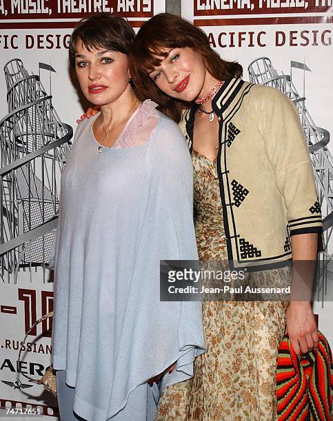 Milla Jovovich and her mother Galina at the Pacific Design Center in Los Angeles, California