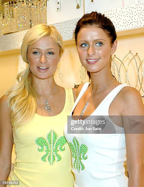 Paris Hilton and Nicky Hilton at the Samantha Thavasa DELUXE in Tokyo, Japan.