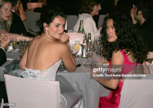 Penelope Cruz and Salma Hayek at the Le Moulins de Mougins in Mougins, France.