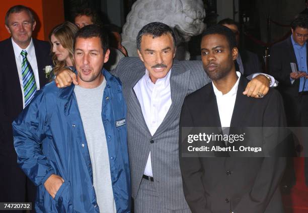 Adam Sandler, Burt Reynolds and Chris Rock at the Grauman's Chinese Theatre in Hollywood, CA