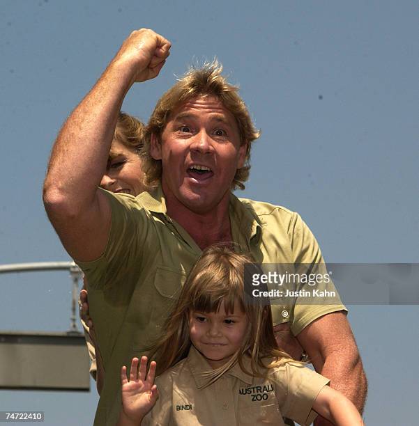 Steve Irwin with wife Terri Irwin and daughter Bindi Irwin at the Arclight Cinerama Dome in Hollywood, California