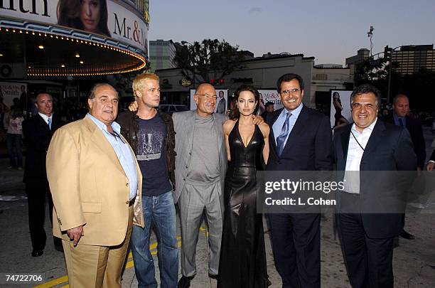 David Matalon of Regency Enterprises, Brad Pitt, Arnon Milchan, producer, Angelina Jolie, Peter Chernin, president/COO of News Corp., and Jim...