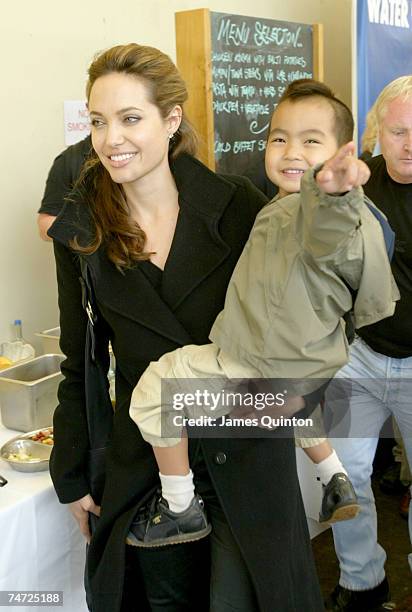 Angelina Jolie and Maddox at the Eden Project in Cornwall, United Kingdom.