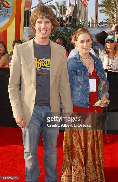 Jon Heder and wife at the Shrine Auditorium in Los Angeles, CA