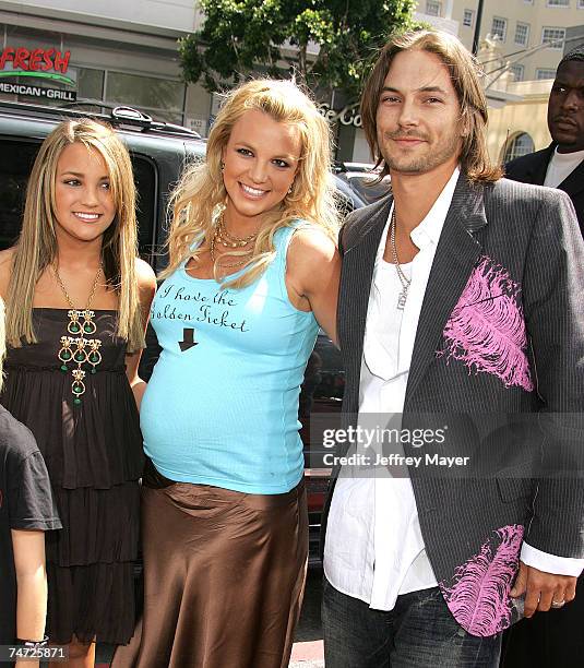 Jamie Lynn Spears, Britney Spears and Kevin Federline at the Chinese Theatre in Hollywood, California