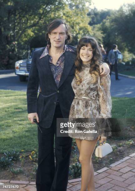 Hugh Hefner and Barbi Benton at the Home of Warren Cowan in Beverly Hills, California