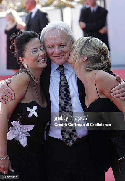 Anthony Hopkins with his wife and daughter Stella Hopkins at the 2005 Venice Film Festival - "Proof" Premiere at Venice Lido in Venice.