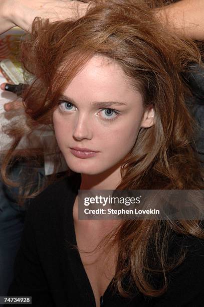 Lisa Cant backstage at Narciso Rodriguez Spring 2006 at the Bryant Park in New York City, New York