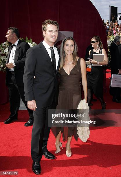 Chris ODonnell and wife Caroline Fentress at the 57th Annual Primetime Emmy Awards - Arrivals at The Shrine in Los Angeles, California.