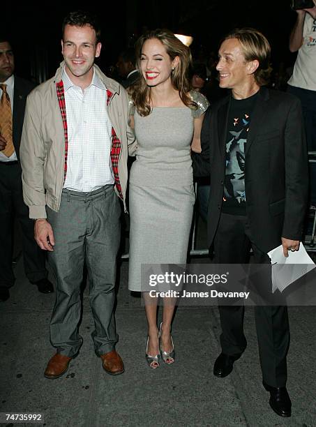 Jonny Lee Miller, Angelina Jolie and Jeremy Gilley at the Ziegfeld Theater in New York City, New York