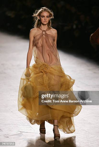 Caroline Trentini wearing Christian Dior Spring/Summer 2006 at the Grand Palais in Paris, France.