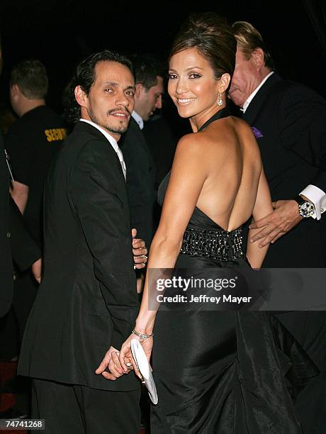 Jennifer Lopez and Marc Anthony at the Barker Hanger in Santa Monica, California