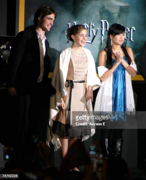 Robert Pattinson, Emma Watson and Katie Leung at the Roppongi Hills Arena in Tokyo, Japan.