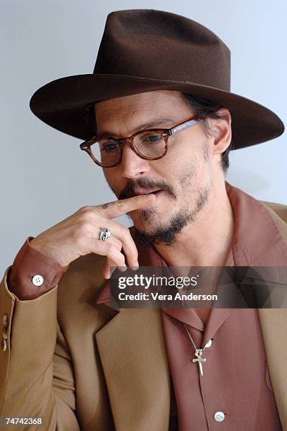 Johnny Depp during "The Libertine" Press Conference with Johnny Depp and John Malkovich at the Four Season's Hotel in Beverly Hills, California.