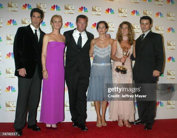 Cast members of "Friends" winner for Best Comedy Series at the 54th Annual Emmy Awards. L-R: David Schwimmer, Lisa Kudrow, Matthew Perry, Courteney...
