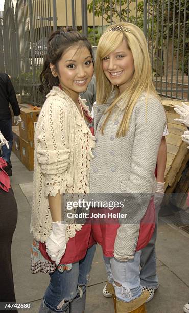 Brenda Song and Ashley Tisdale at the The LA Mission in Los Angeles, California