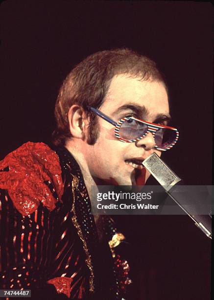 Elton John 1974 during Elton John File Photos 1970's in London, United Kingdom.
