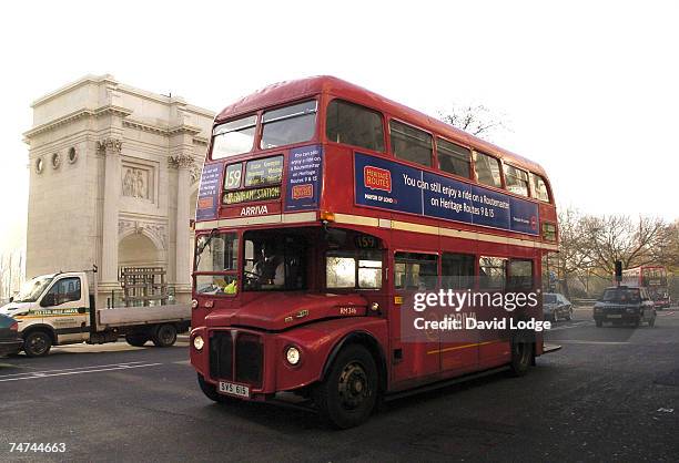 One of London's famous Routemaster 159 buses on the final day of service - December 9, 2005 at the The Last Day of Service for the Famous Routemaster...