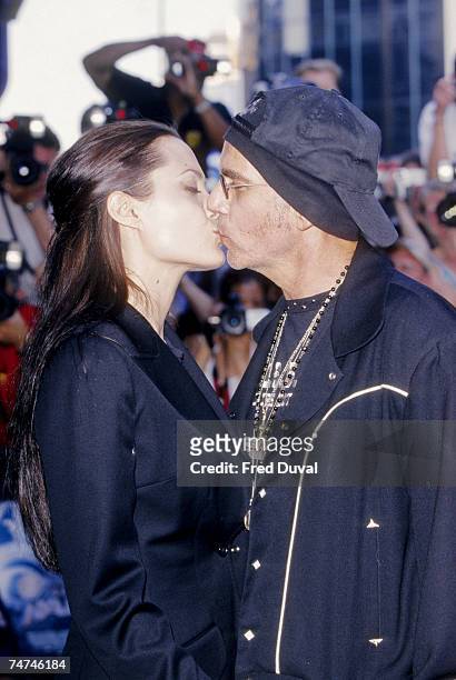 Angelina Jolie and Billy Bob Thornton at the 'Tomb Raider' London Premiere at Leicester Square in London.