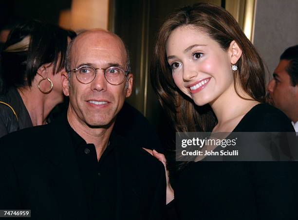 Jeffrey Katzenberg and Emmy Rossum at the Harry Wintson in Beverly Hills, California