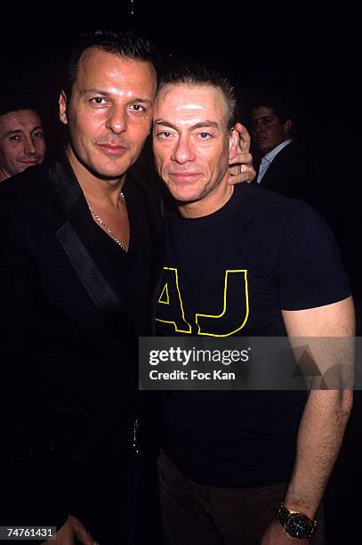 Jean Roch and Jean Claude Van Damme at the VIP Room Club in Paris, France.