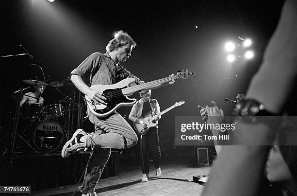 Drummer/percussionist Stewart Copeland, bassist/singer Sting, and guitarist Andy Summers of the Police perform at The Agora Ballroom on April 27,...