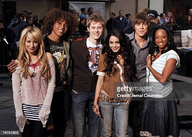 Ashley Tisdale, Corbin Bleu, Lucas Grabeel, Vanessa Anne Hudgens, Zac Efron and Monique Coleman of "High School Musical" during the Kevin Covais and...