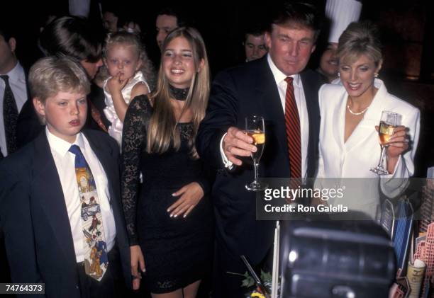 Eric Trump, Donald Trump Jr., Tiffany Trump, Ivanka Trump, Donald Trump, and Marla Maples at the Trump Tower in New York City, New York