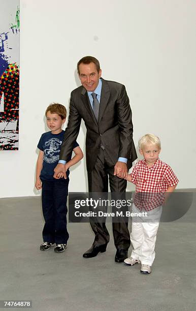 Artist Jeff Koons and guests attend the private view of Jeff Koons: Hulk Elvis, at the Gagosian Gallery June 18, 2007 in London, England.