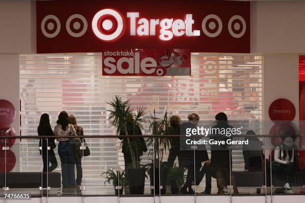 Shoppers queue to buy items from the newly launched Josh Goot for Target budget fashion collection on the first morning of release at The Broadway...