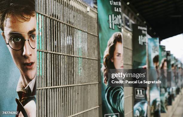Posters for the " Harry Potter And the Order Of The Phoenix" film are seen on June 19, 2007 in Gare du Nord railway station in Paris, France.