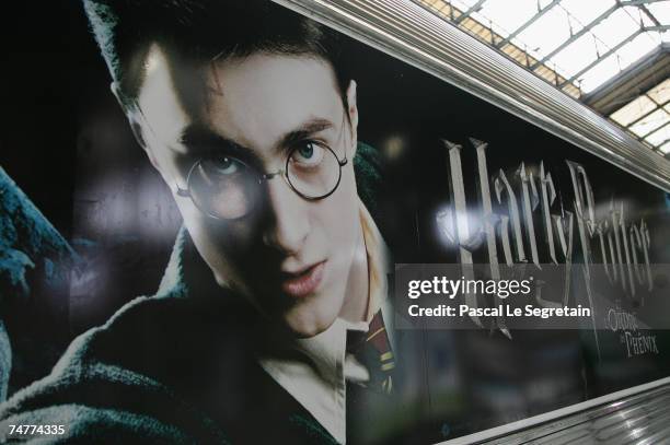 Poster of the " Harry Potter And the Order Of The Phoenix" film are seen on June 19, 2007 in Gare du Nord railway station in Paris, France.