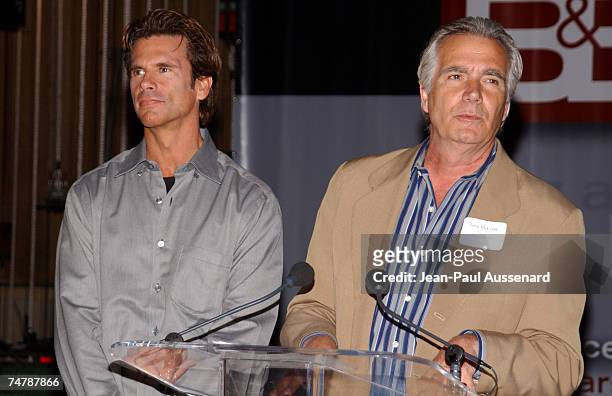 Lorenzo Lamas and John McCook at the CBS Television City in Los Angeles, California