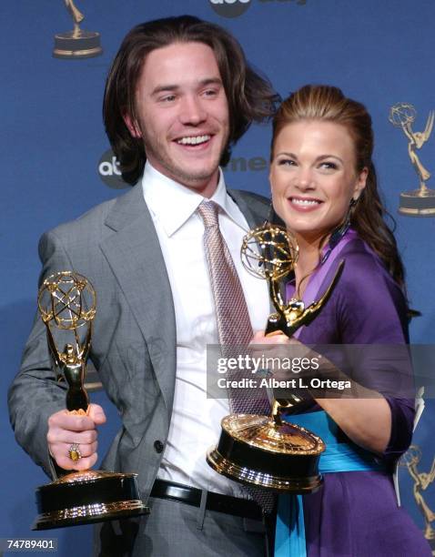 Tom Pelphrey, winner Outstanding Younger Actor in a Drama Series award and Gina Tognoni, winner Outstanding Supporting Actress in a Drama Series...