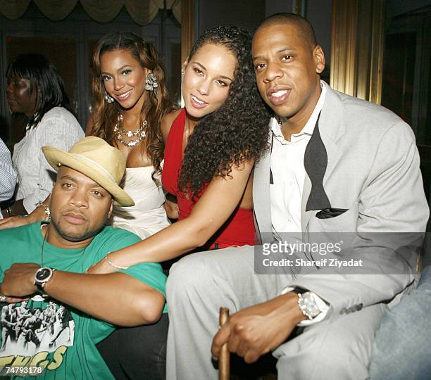 Crucial Keys, Beyonce Alicia Keys and Jay Z at the Jay-Z Celebrates the 10th Anniversary of "Reasonable Doubt" - Inside at Rainbow Room in New York.