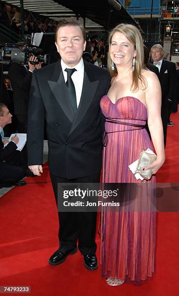 Ricky Gervais and girlfriend Jane Fallon at the Grosvenor House in London, United Kingdom.