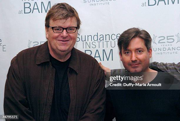 Michael Moore and James Longley, director at the BAM Rose Cinemas in New York City, New York